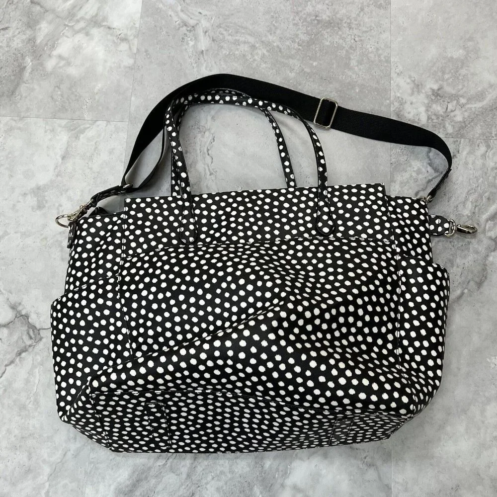 Kate Spade Baby Diaper Bag Black Polka Dot Kaylie Changing Pad Shoulder Strap - Picture 3 of 16